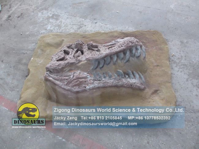 Children simulated archaeological dig site,t-rex skull buried status DWF013-1