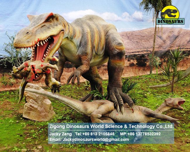 Artificial dinosaur baryonyx attack iguanodon and raptor DWD1508