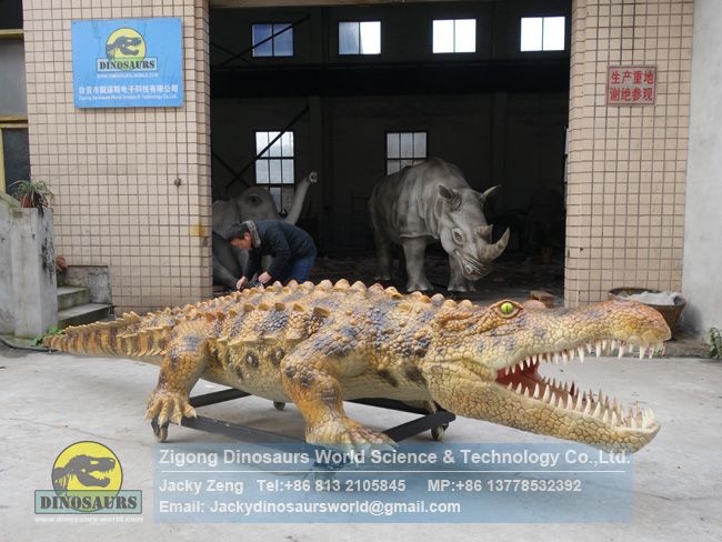 Zoo park custom high simulation animatronics crocodile DWA153