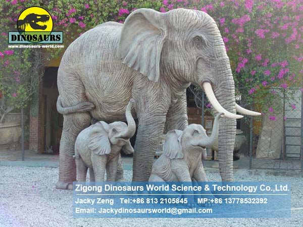 Amusement park animatronic life size statue bronze elephant DWA046